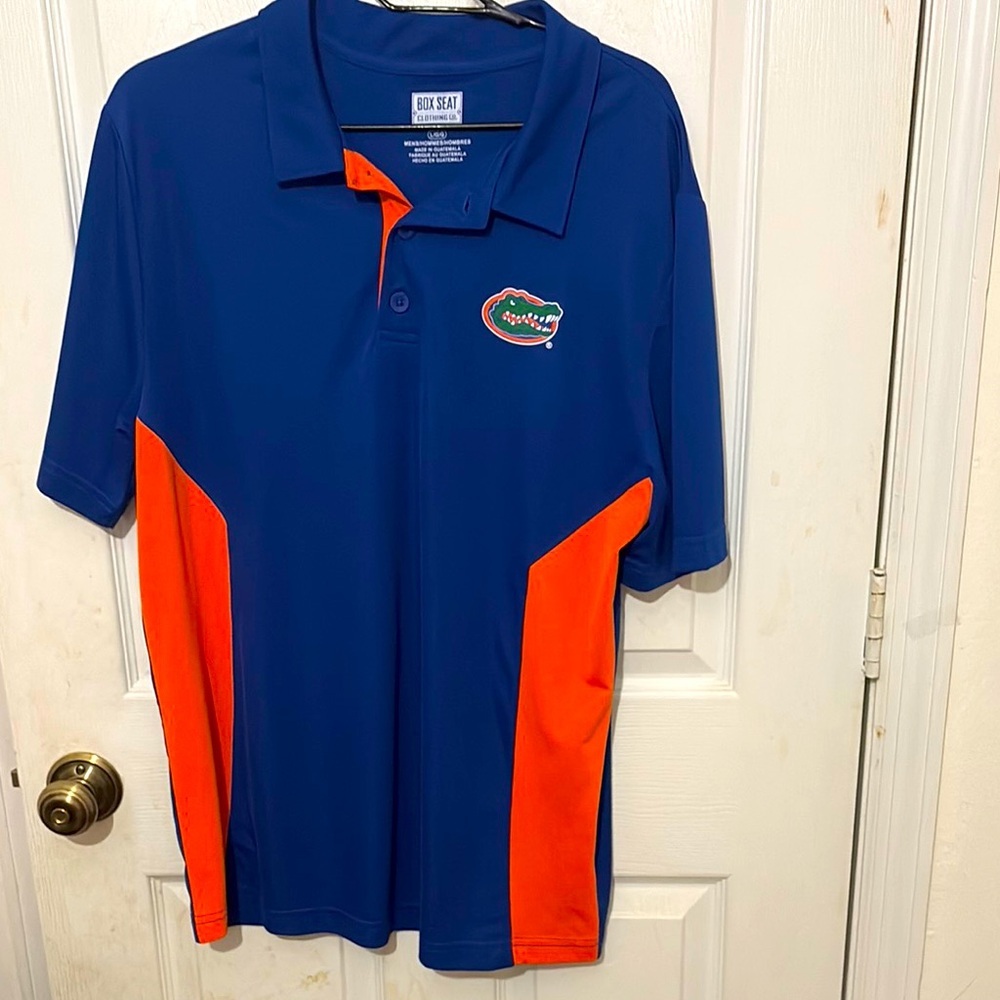 Box Seat Blue and Orange FL. Gator Polo Shirt
Sz L/G/G